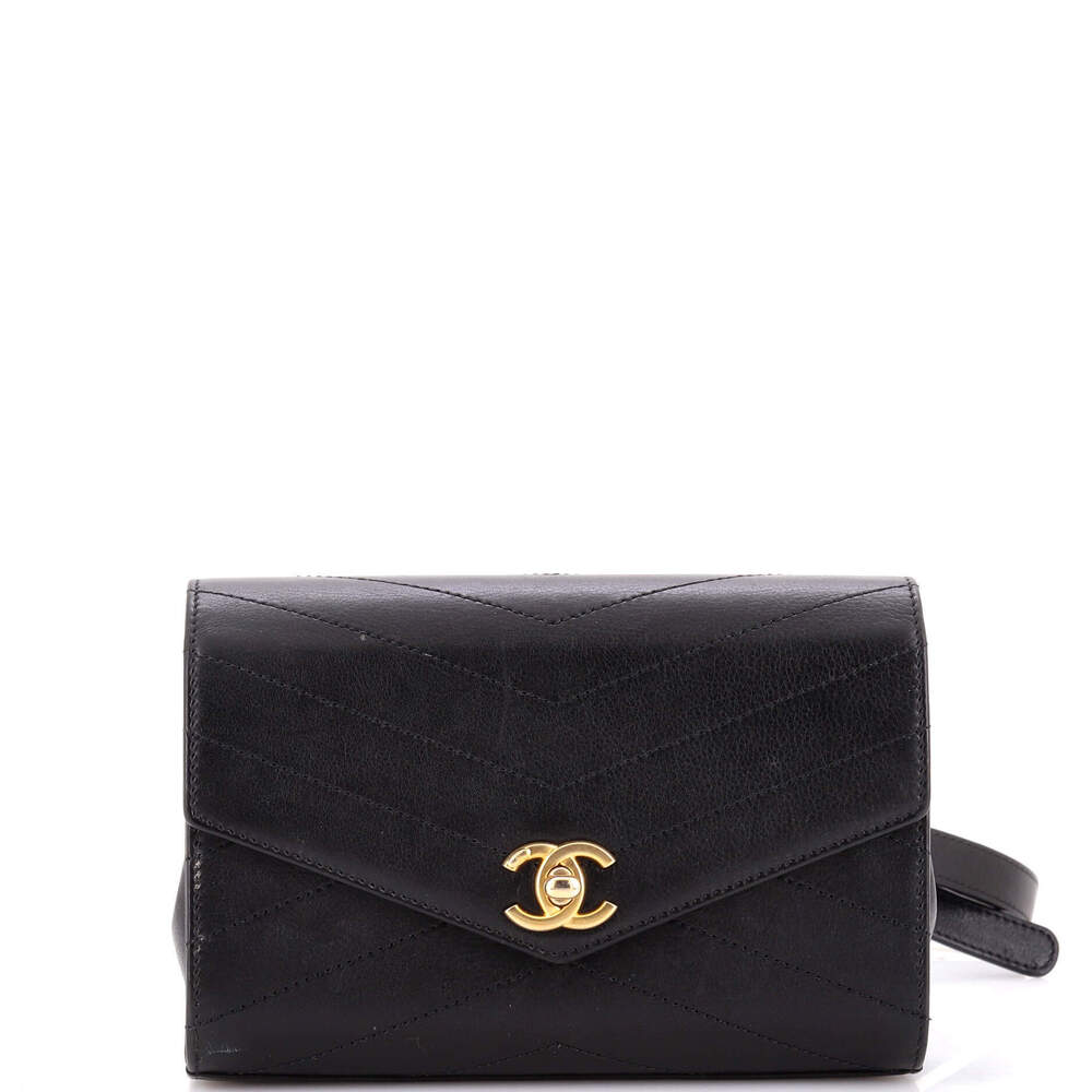 Chanel Coco Chevron Waist Bag Stitched Calfskin